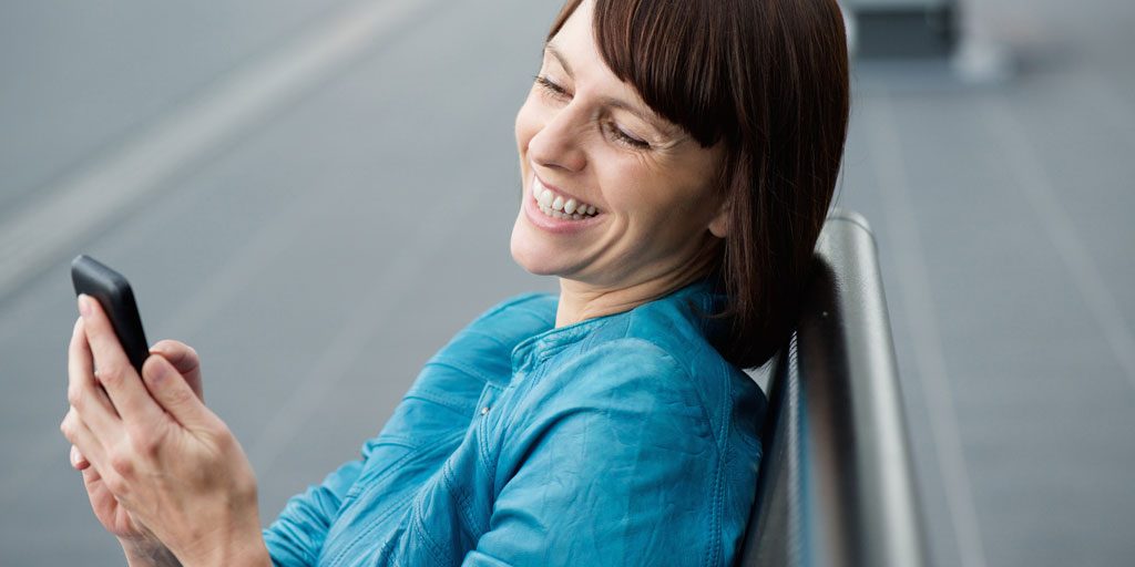 lady looking at phone